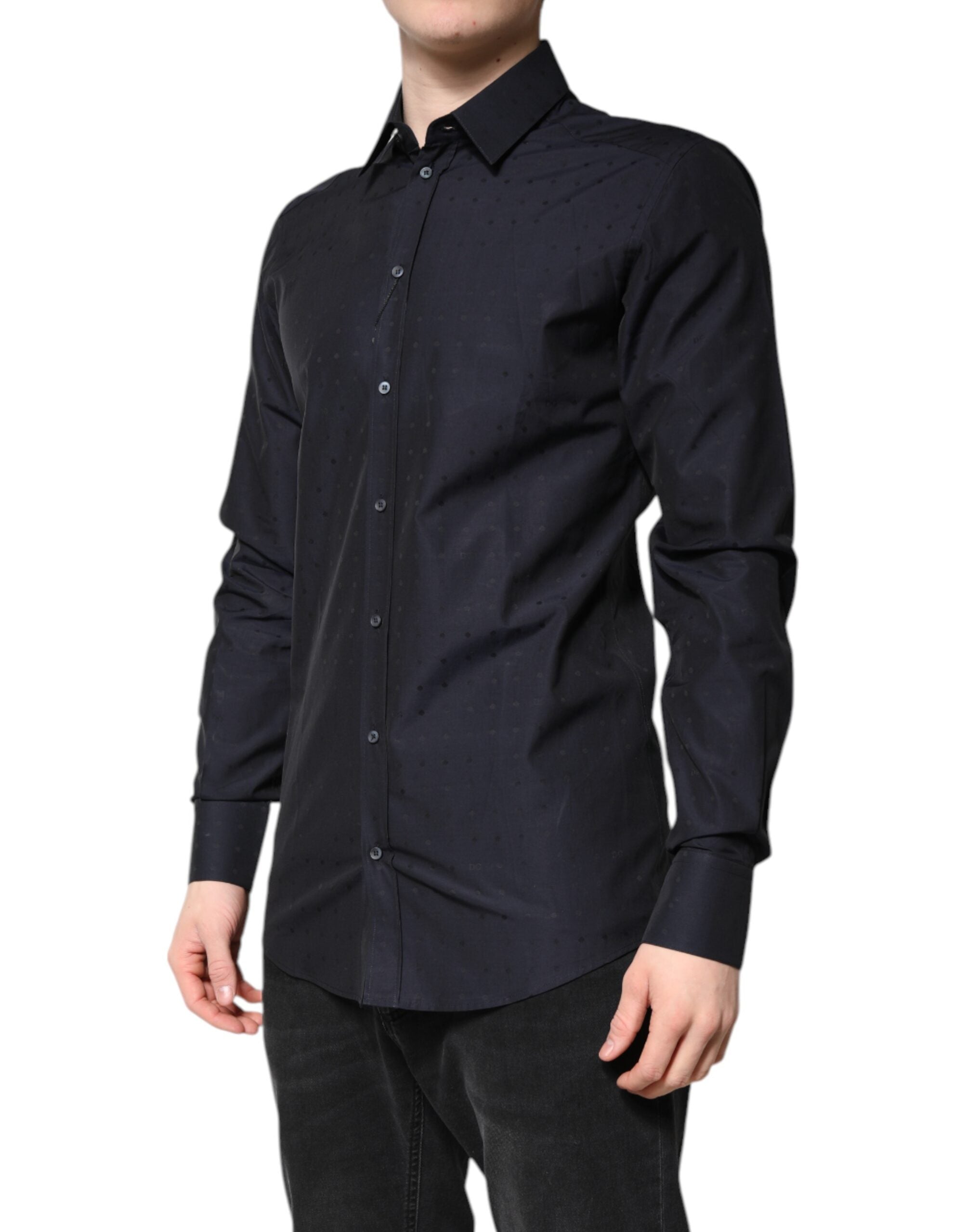 Dolce & Gabbana Black Cotton GOLD Men's Dress Formal Shirt